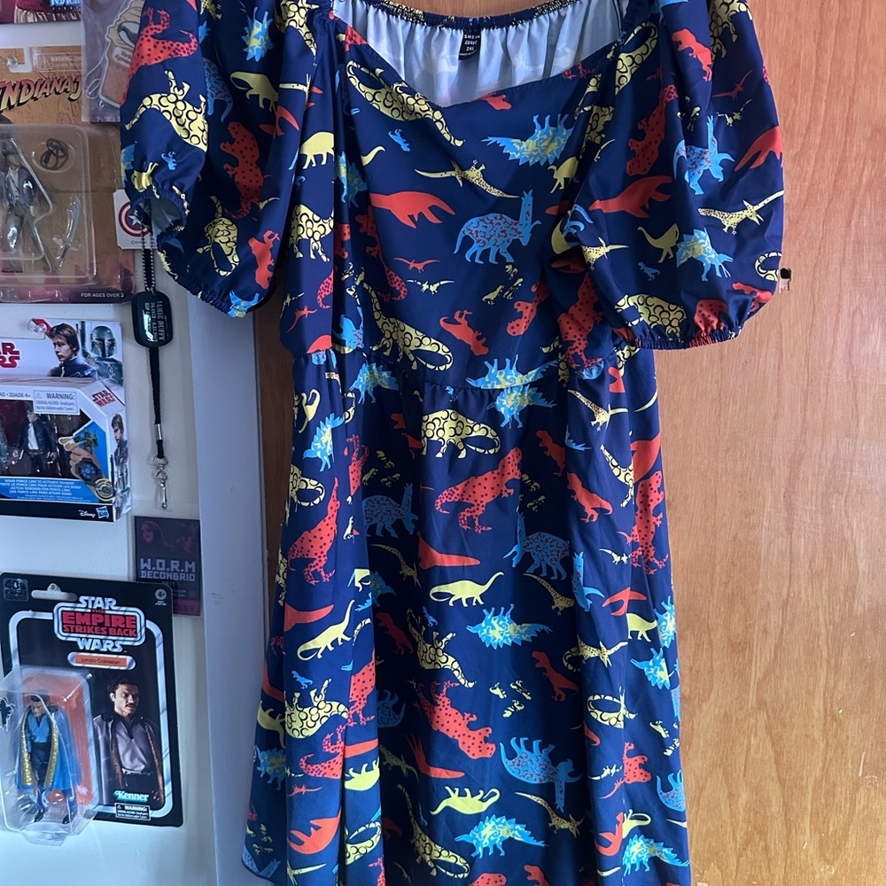 SHEIN Multicolor Dinosaur Print Dress
